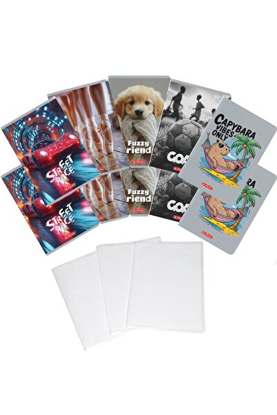Herlitz Pachet 10 caiete A5 + coperti, 48 file, dictando, hartie 70 g/mp FSC ...