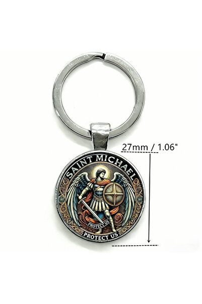 Choice Silver 1PC Saint Michael Key Chain Archangel Defeating Evil Templar Ke...