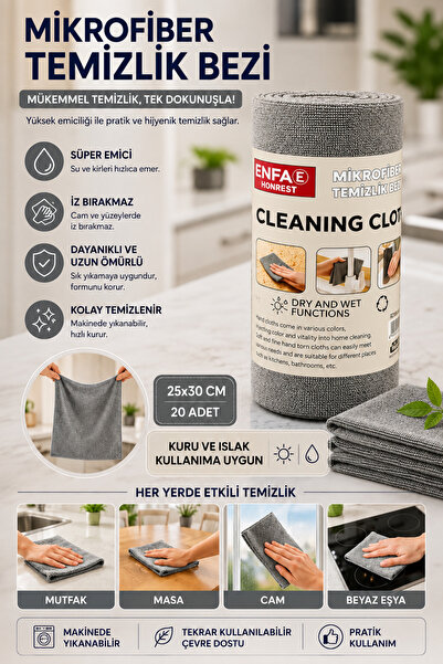 DEVADA HOME MikroRoll Premium Mikrofiber Temizlik Bezi 20'li Rulo | 25x30 cm ...