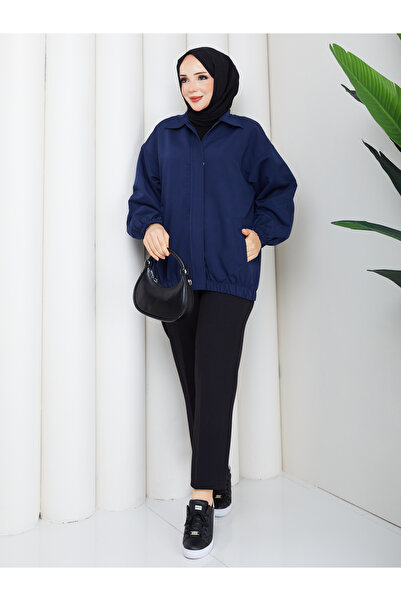 RACE FASHİON Rubber Detailed Front Patched Hijab Jacket Rc3137