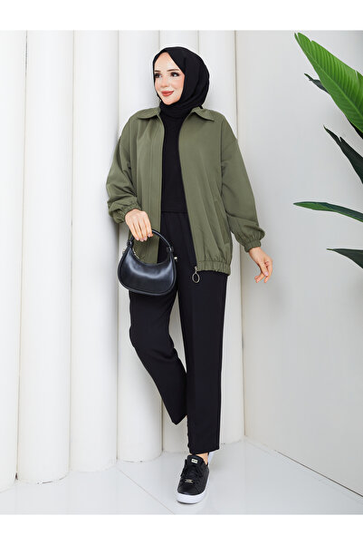 RACE FASHİON Rubber Detailed Front Patched Hijab Jacket Rc3137