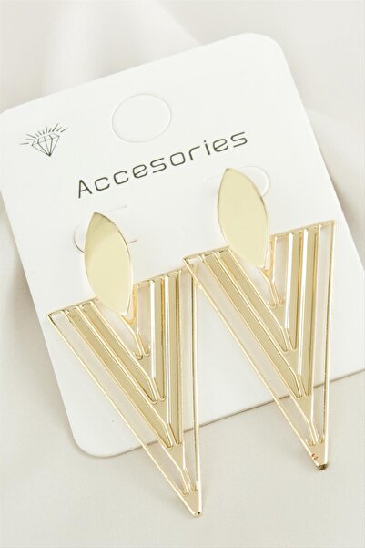 ZERO LAND Nhr-Hlss Triangle Tr (124848) Metal Earring-Yellow