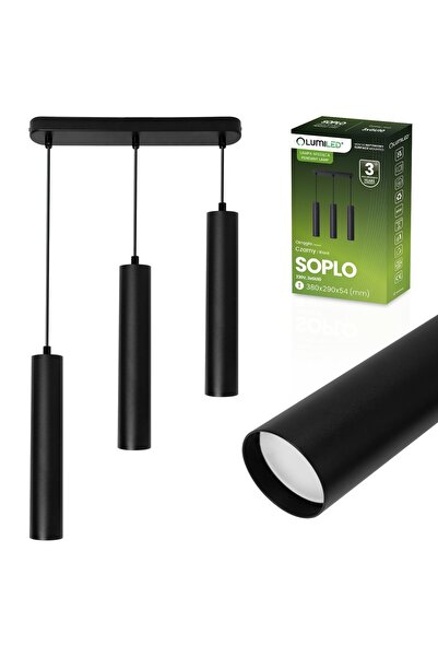 Lumiled Lampă suspendată de tavan 29cm Spot 3x GU10 LED SOPLO Negru