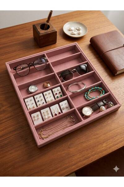 İmpala Kutu 12 compartment eyeglass jewelry box with suede coating on mdf, 36...