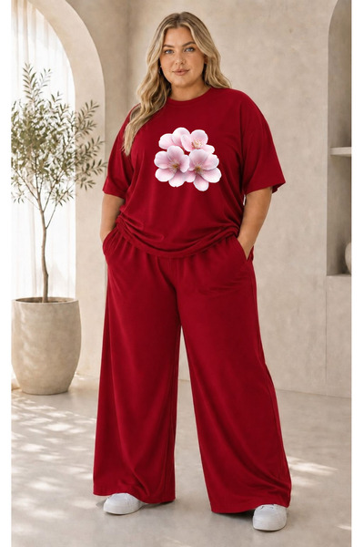classy moda Women's Plus Size Premium Oversize Cotton 2-Piece Tracksuit Set C...