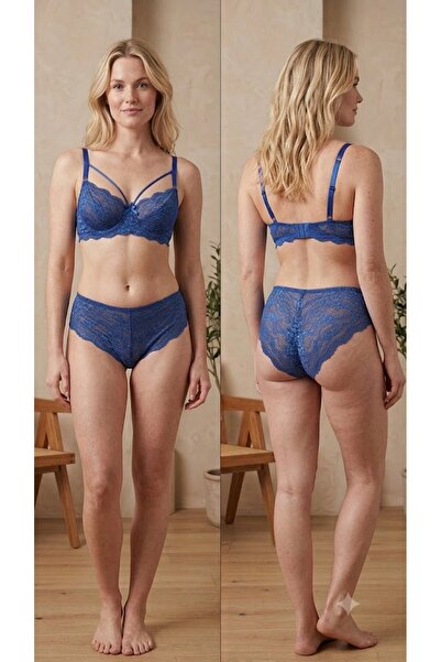 Derya Kurşun Lace Unpadded Bra Set 5081
