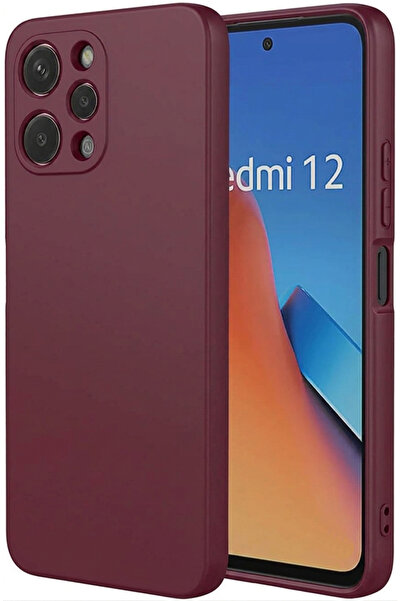 Marselit Redmi 12 Uyumlu Premium Lansman Liquid Silikon Kılıf İçi Kadife-Bordo