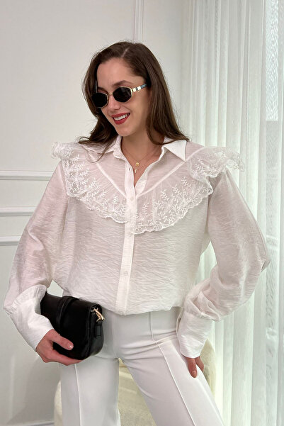 Butik Modana Yakası Dantelli Gömlek