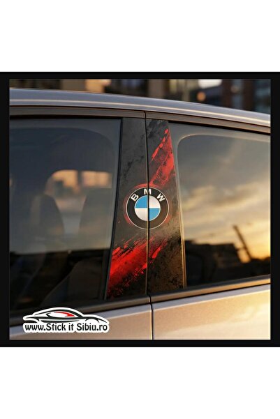 StickITsibiu - Set Stickere Stalpi Usi - RAWMARK BMW | Autocolant Premium Lam...