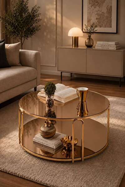 SEDAŞ LIVING UNITS Lenka Orta Sehpa - Bronz Ayna / Bronz Ayna Gold Ayak