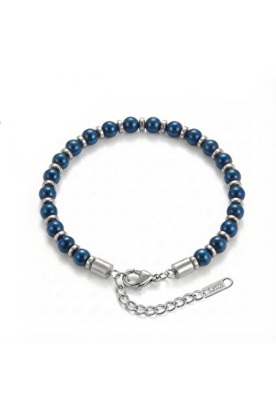 MERJANN Accessories For Men Mavi Küre Hematit Taşlı Ayarlanabilir Çelik Zinci...