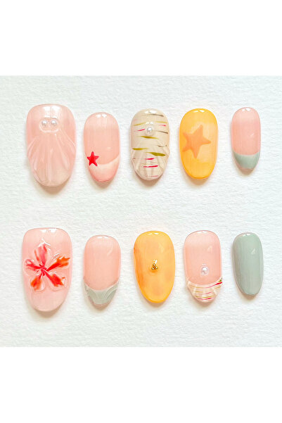 Nailvana Μικρά Χειροποίητα Αυτοκόλλητα Νύχια με Θέμα  "Θαλασσινοί Θησαυροί "