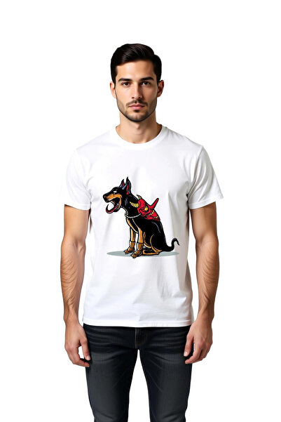 PayBuy Men's Doberman Dog Skull Masked Printed T-Shirt 100% Cotton Relaxed Fi...