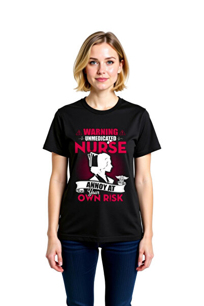 PayBuy Tricou cu mânecă scurtă cu imprimeu pentru asistentă medicală, cu mesa...