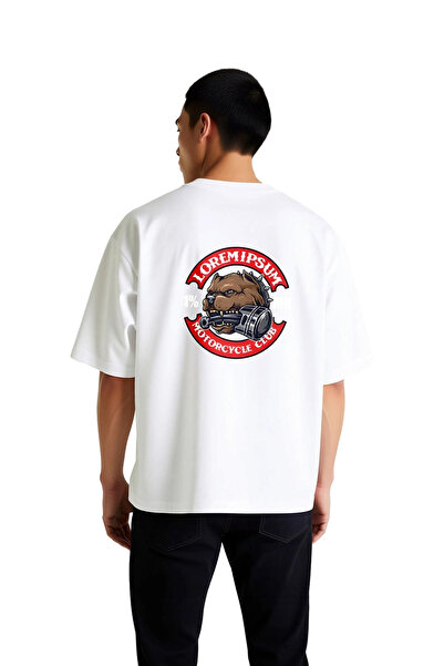 PayBuy Men's Oversize Motorcycle Club Printed Short Sleeve T-Shirt Relaxed Fi...