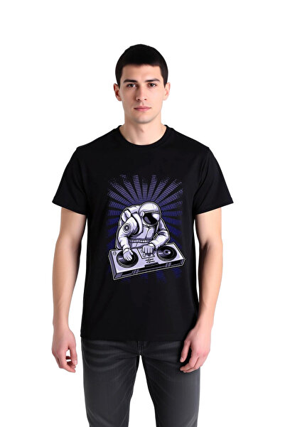 PayBuy Men's Dj Astronaut Turntable Music Printed T-Shirt with Headphones Spa...