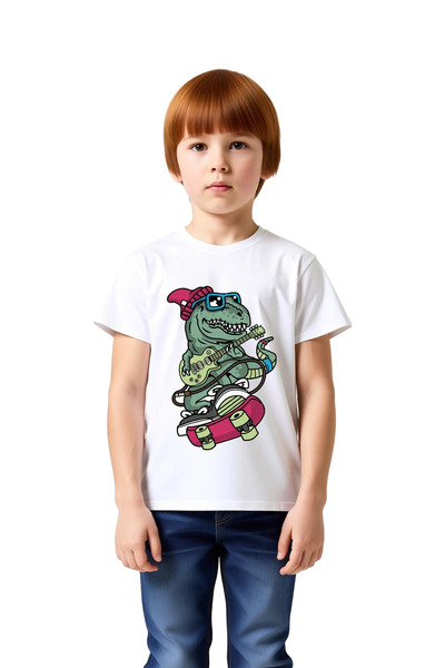PayBuy Children's T-Shirt Music Themed Dinosaur Print with Guitar Playing Cha...