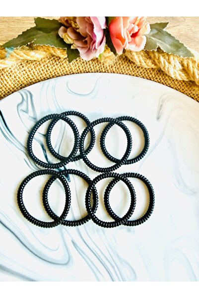 Yeşim Aksesuar 8-Piece Thin Spiral Hair Elastic, Thin Phone Cord Buckle