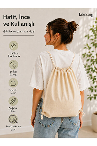 fabricorg Duck Cloth Drawstring Backpack Suitable for Punch Embroidery (50X40...