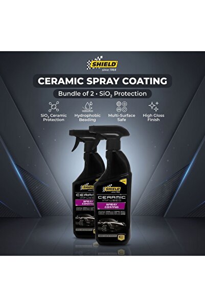 SHIELD Ceramic Infused Spray Coating SIO2 Hydrophobic Beading Deep Gloss Shin...