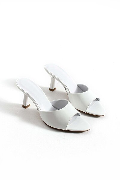 TİVANA Women's Daily Classic Thin Heeled Slippers Esta - White