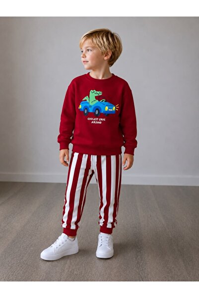 Patriko Boys' Autumn Cotton Car Dinosaur Sweatshirt with Pants Set 3-10 Years