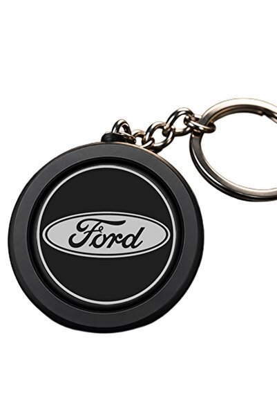 Premium Flip (İç Kısmı Dönen) Ford Logolu Anahtarlık Siyah Gümüş Tasarım