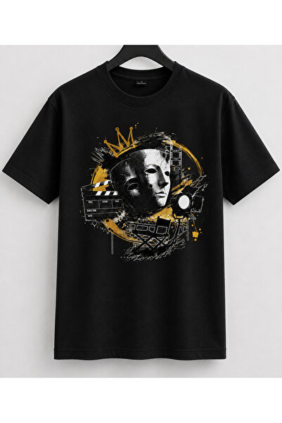 Sinema & Tiyatro Temalı Unisex Baskılı Beyaz Tişört – Premium Kalite