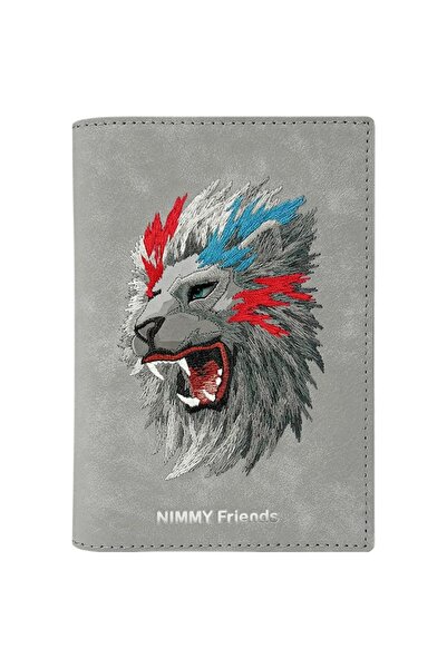 Nimmy Θήκη διαβατηρίου πορτοφόλι Ράπτορ Λιοντάρι γκρι