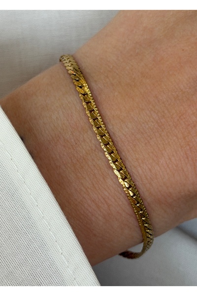 KİLİGİSTANBUL Steel Unisex Knitted Italian Chain Bracelet 16+5 cm