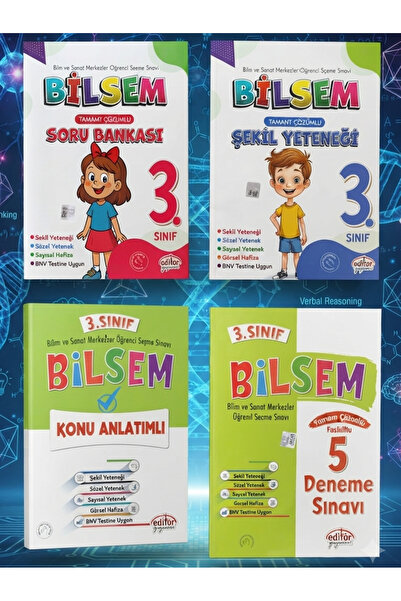 Editör Yayınevi 3. Sınıf BİLSEM Hazırlık Seti / Güncel Baskı ( 4 Kitap)