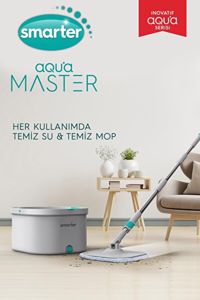 SMARTER Aqua Master Üçgen Aparat ve Premium Mikrofiber Bez 3’Lü 40x40 Hediyeli Temiz & Kirli Su Ayırma Temizlik Seti Paspas
