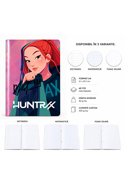 Ingift Caiet A4 Personalizat Huntrix – 60 Foi, Matematica