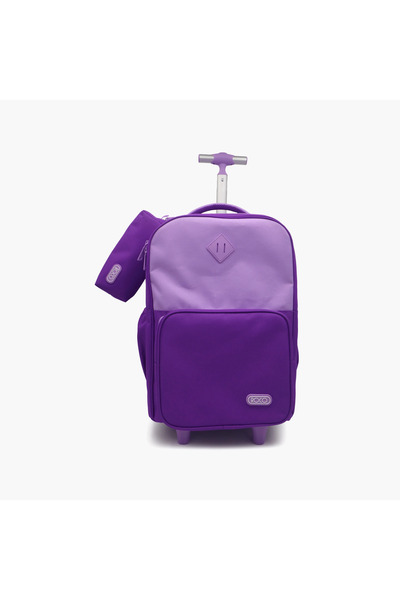 Roco Plain 2-Piece School Trolley Bag Set for Girls 5-8 Yrs with Pencil Case ...