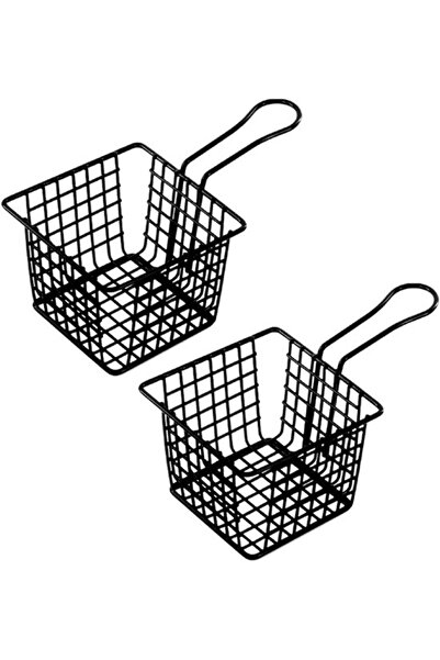 STARSTAR Two-piece frying basket set, stainless steel, black