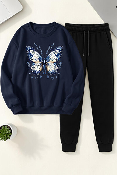 uyguntarz Unisex Patterned Butterfly Design Printed Crew Neck Sweatshirt - 2-...