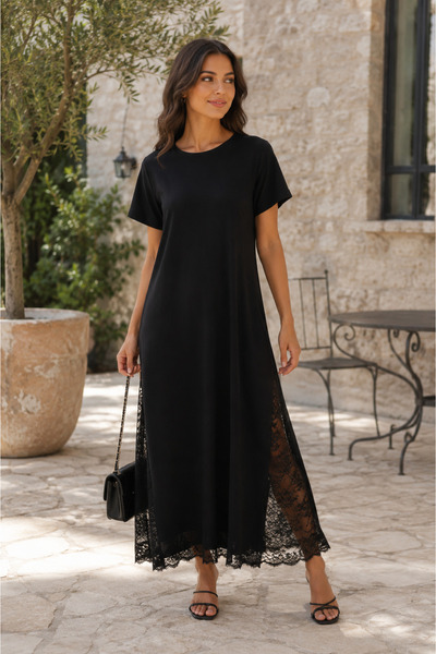 Kokosh moda Γυναικείο φόρεμα με κοντό μανίκι και λεπτομέρεια από δαντέλα, με ...
