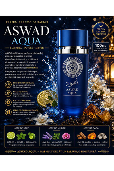 Montage Brands Parfum Arabesc ASWAD AQUA 100 ml pentru Barbati, Luxury, Persi...