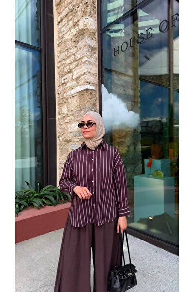 JESSE STORY Women's Striped Oversize Shirt Code: Js26K-Çg-002