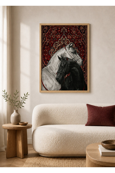 RDEKOR Ahşap Çerçeveli At Desenli Otantik Dekoratif Duvar Tablosu - ROO34