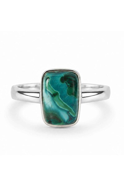 craftmystic Δαχτυλίδι Ασημένιο 925 με Ορθογώνιο Λαχανίτη και Κρισοκόλα – Ισορ...
