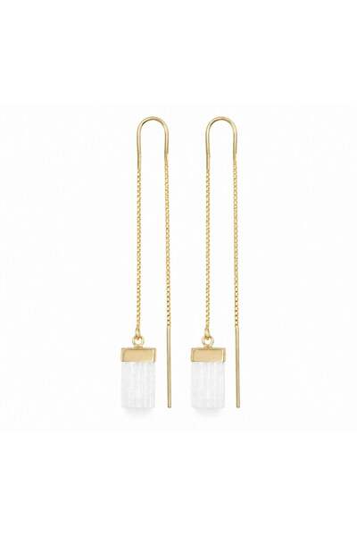 craftmystic Cercei Argint 925 Placat cu Aur 18K cu Selenit Dreptunghiular - L...