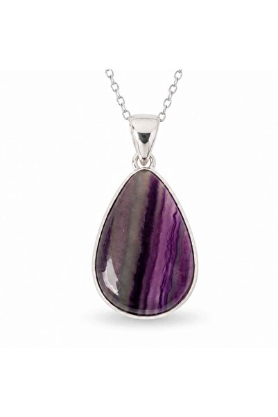 craftmystic Колие от сребро 925 с капковиден натурален флуорит - Яснота, бала...