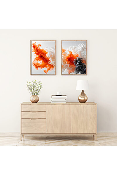 alphobitasarım Fire and Shadow, Binary Abstract Decorative Wall Painting