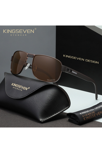 Choice3 نظارات شمسية رجالية بني اللون من KINGSEVEN، مستقطبة ومضادة للأشعة فوق...