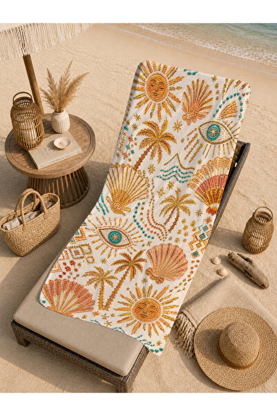 Evmila Bohemian Sun Eye and Palm Tree Patterned 70X150 Beach Towel - Digital ...