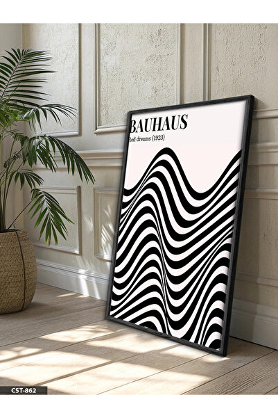 Evinemoda Bauhaus Red Dreams One-Piece Wooden Framed Painting