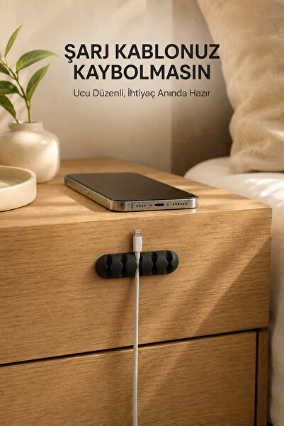 Otaru 1 Adet Bilgisayar Kablo Düzenleyici Yapışkanlı Masa Altı USB Şarj Kablosu Tutucu Organizer Aparat