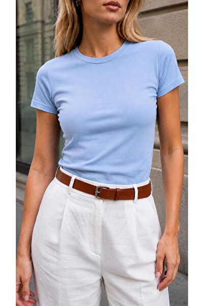 ModaMania Women's Crew Neck Short Sleeve Bodysuit