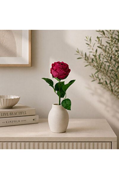 Dekorsende Artificial Rose Single Stem Dark Pink 40 cm